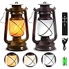2 pack bronze vintage 4 modes light led lanternsrechargeable dancing flame lanterns decorative outdoorindoor remote control waterproof hanging lights for campingpatio garden pathway  urban country home decor
