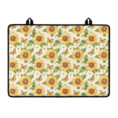 Image of Sunflower Butterfly Stove Top Cover for Electric Stove, Glass Ceramic Stove Top, Heat Resistant Cooktop Cover Dish Drying Mats