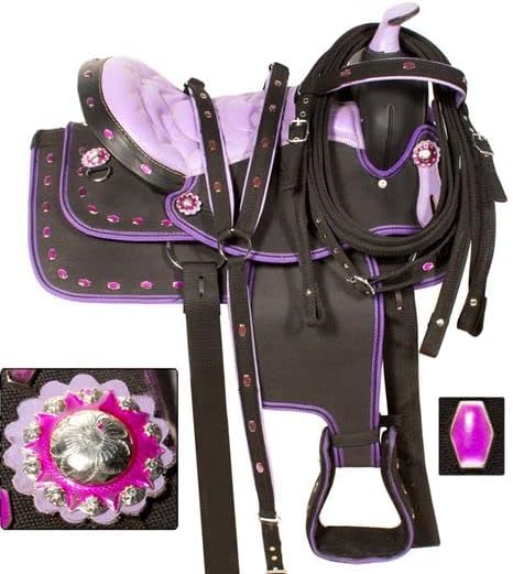 Western Barrel Racing Handmade Synthetic Cordura Horse Saddle Lightweight Trail Tack Equestrian Get Matching Headstall, Breastplate & REINS, Size: 10-18 inches Seat, DD14