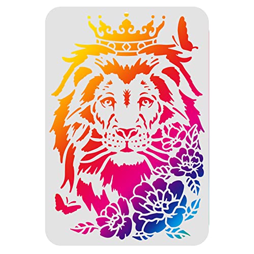 FINGERINSPIRE Gabarit de Pochoir tête de Lion, 29,7 x 21 cm Grand Chat Africain Animal Sauvage Pochoir de Peinture réutilisable pour Peinture sur Bois, Meubles, Murs, travaux manuels, Papier et Tissu