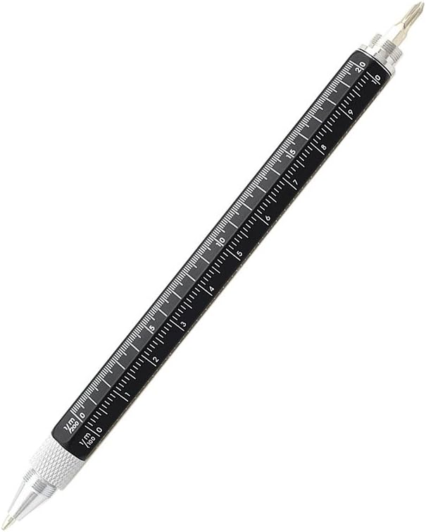 Jiulyning 6-in-1 Multifunction Tool Pen Ruler, Spirit Level, Ballpoint Pen, Stylus, Flat Head or Phillips Screwdriver | Perfect Novelty Gift for Men
