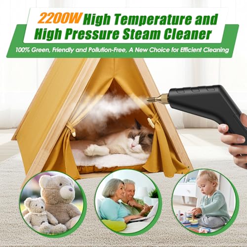 Image of 2200W Steam Cleaner, Handheld Steam Cleaner whit 1.2L Water Tank for Home Use, Fast Heat-Up in 10-15s, Portable High Steam Cleaners Machine for Cleaning Kitchen, Bathroom, Grout, Car