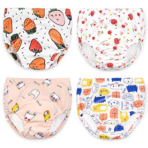 Toddler Training Underwear for Girls 12M,2T,3T,4T,Cotton Training Pants for Girls, Baby Girls Potty Training Pants 4 Pack S Pink