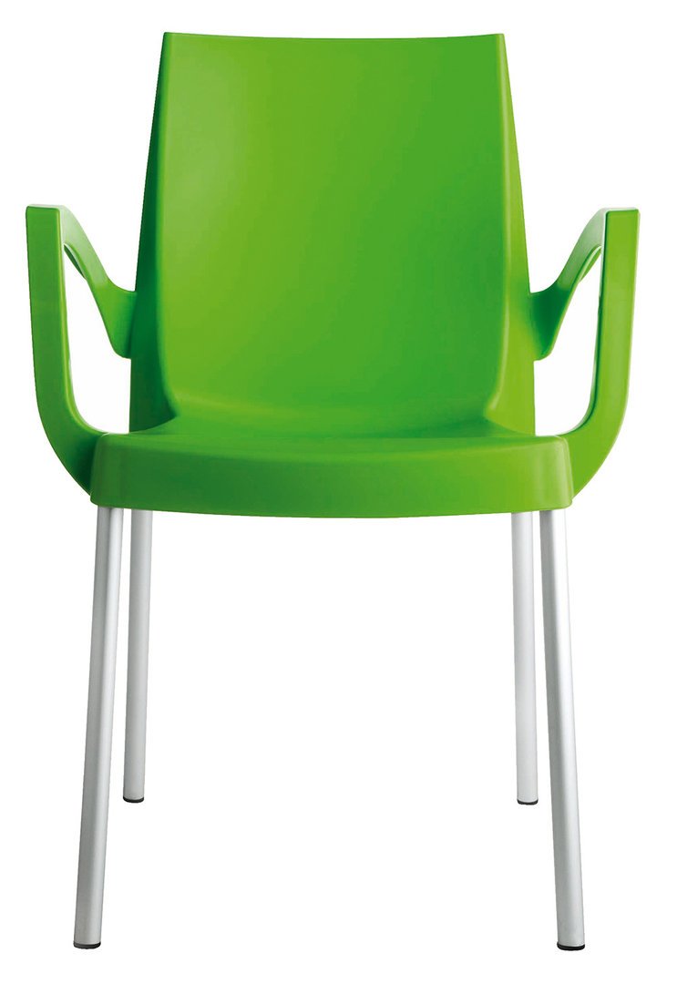 Sedia Boulevard In Polipropilene Verde Mela Con Gambe In Alluminio - Impilabile, Made In Italy - Foto 2