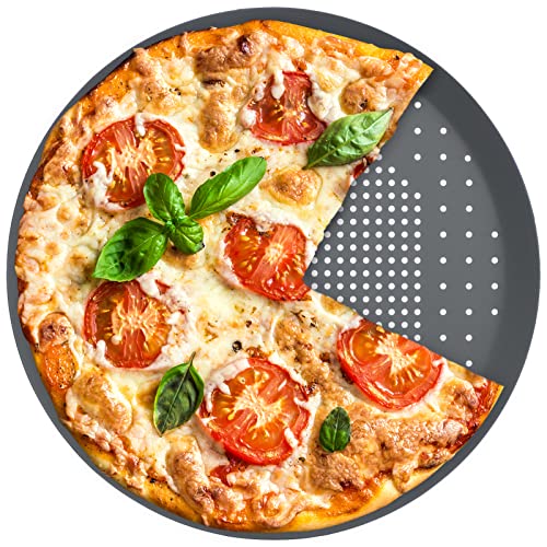 Suice Pizza Pan With Holes 10 Inch, Nonstick Pizza Tray For Oven Heavy Duty Pizza Baking Pan Pizza Crisper Pan Perforated Pizza Pan Black Aluminum Alloy Bakeware For Baking Pizza At Home & Restaurant #TOP21