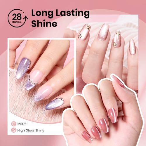 Image of Beetles Soft Beam Cat Eye Gel Nail Polish Set, 6 Colors Glitter Gel Polish
