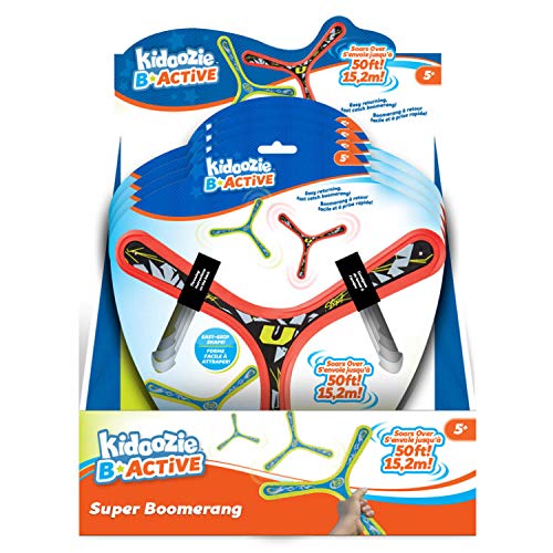 Kidoozie Super Boomerang, Unique 3 Bladed Boomerang, Flies Up to 60 feet, Portable, for Children 5 and up, Multicolor