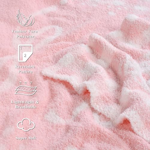 Image of Pink Bow Baby Blanket - Soft Knitted Throw with Adorable Bow Detail for Baby Girls, Nursery Bedding & Shower Gifts - Warm & Gentle, 30x40 Inch