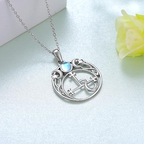 Lilith Necklace for Women - 925 Sterling Silver Moonstone Sigil of Lilith Pendant - Pagan Wiccan Magic Mythology Amulet Jewelry Gift3