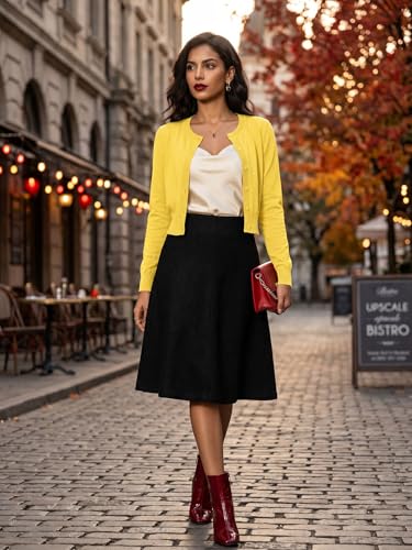 Image of LETDIOSTO Cropped Cardigan Bolero Shrug for Women, Button Down Long Sleeve Knit Sweater for Dresses,for Jeans, XS to XL