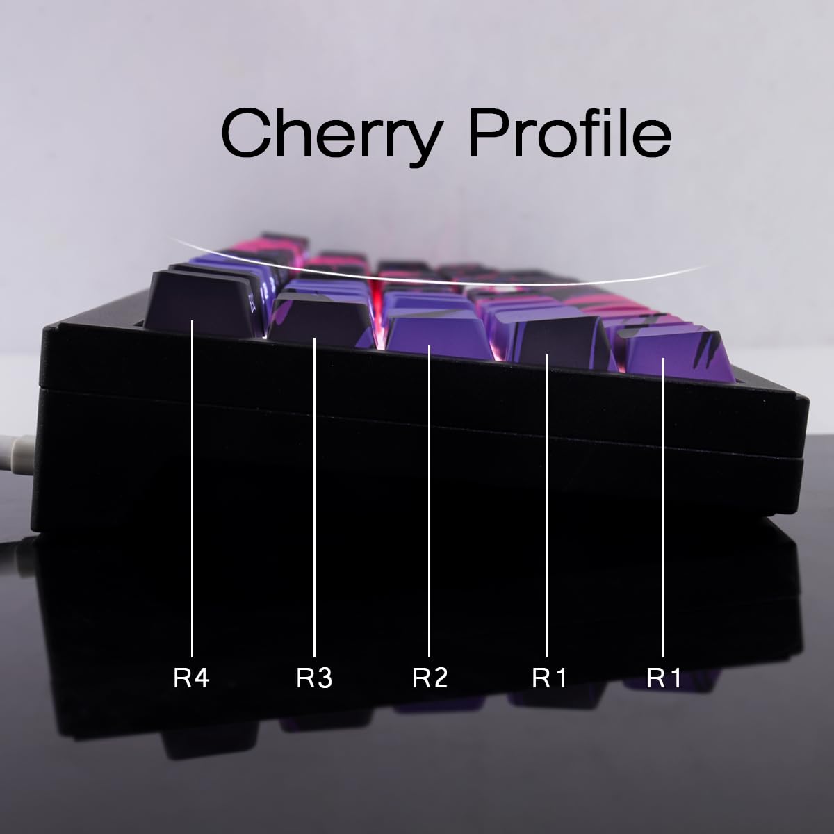 Nasadki klawiszowe PBT, 131 klawiszy, podwójne uderzenie, nasadki z bocznym grawerowaniem, przezroczysty zestaw klawiszy, profil Cherry, podświetlane nasadki klawiszowe, układ ASIN/ISO, klawiatura
