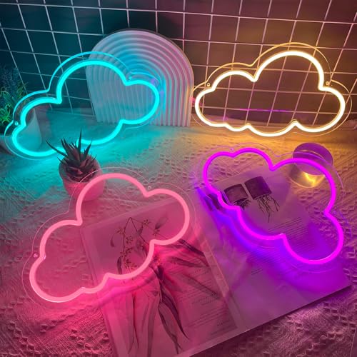 Image of Cloud Neon Sign Cute Blue Clouds LED Light Sign for Wall,13 * 7.9in Dimmable USB Floating Clouds Light Up Sign for Living Room Kid Bedroom Nursery Birthday Christmas Wedding Party decor