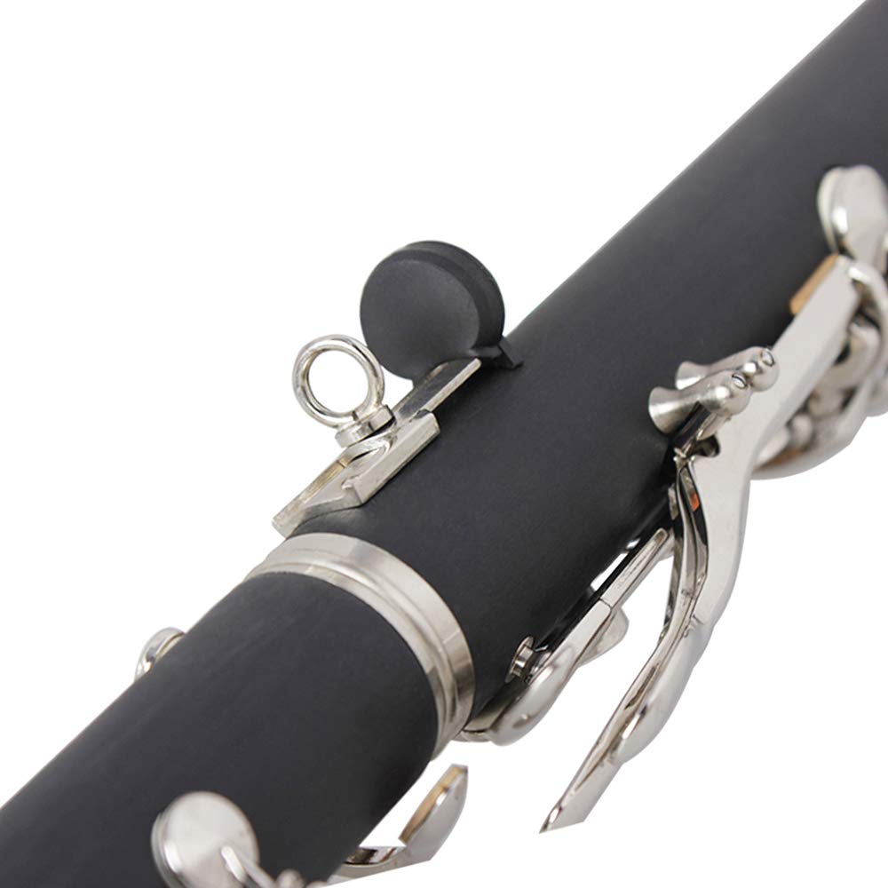 Fyearfly Bb Flat Clarinete Baquelita Llaves de Plata Instrumento de Viento de Madera con funda, lengüeta, paño de limpieza, mini destornillador, calidad asequible para los entusiastas de la música