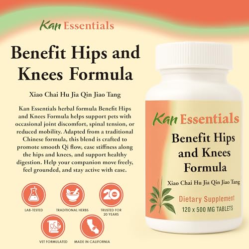 Image of Kan Herb Company Benefit Hips and Knees Formula - Traditional Chinese Herbal Blend to Support Joint Comfort, Mobility, and Digestive Balance, Herbal Supplement Tablets for Pets, 120 Tablets
