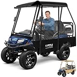 4 Passenger Golf Cart Enclosure for EZGO TXT RXV – Short Roof 59' Rain Cover, 2+2 Seater Winter Weather Protection with 600D Waterproof Windproof Oxford & 4-Sided Clear PVC Zippered Doors (Black)