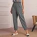 LOAIHA Flowy Baggy Elastic Waist Wide Leg Women 2023 Fashion Cotton Linen Cropped Pants Beach Yoga Capri Pants with Pockets Medium 2-Grey