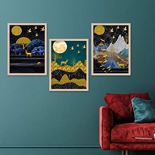 Image of kotart Modern Wall Art Framed Painting for Wall Decoration - Wall Paintings for Living Room, Bedroom - Big Size Wall Painting - Set of 3 - D (Art 9, 10x13 inch)
