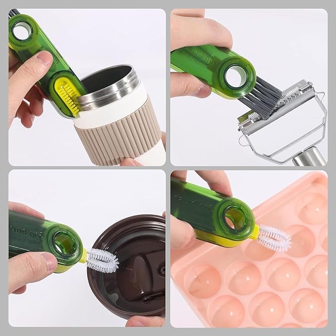 ERITIN 3 in 1 Multifunctional Cleaning Brush, 3 in 1 Tiny Bottle Cup Lid Detail Brush Straw Cleaner Tools, Multi-Functional Crevice Cleaning Brush. 3