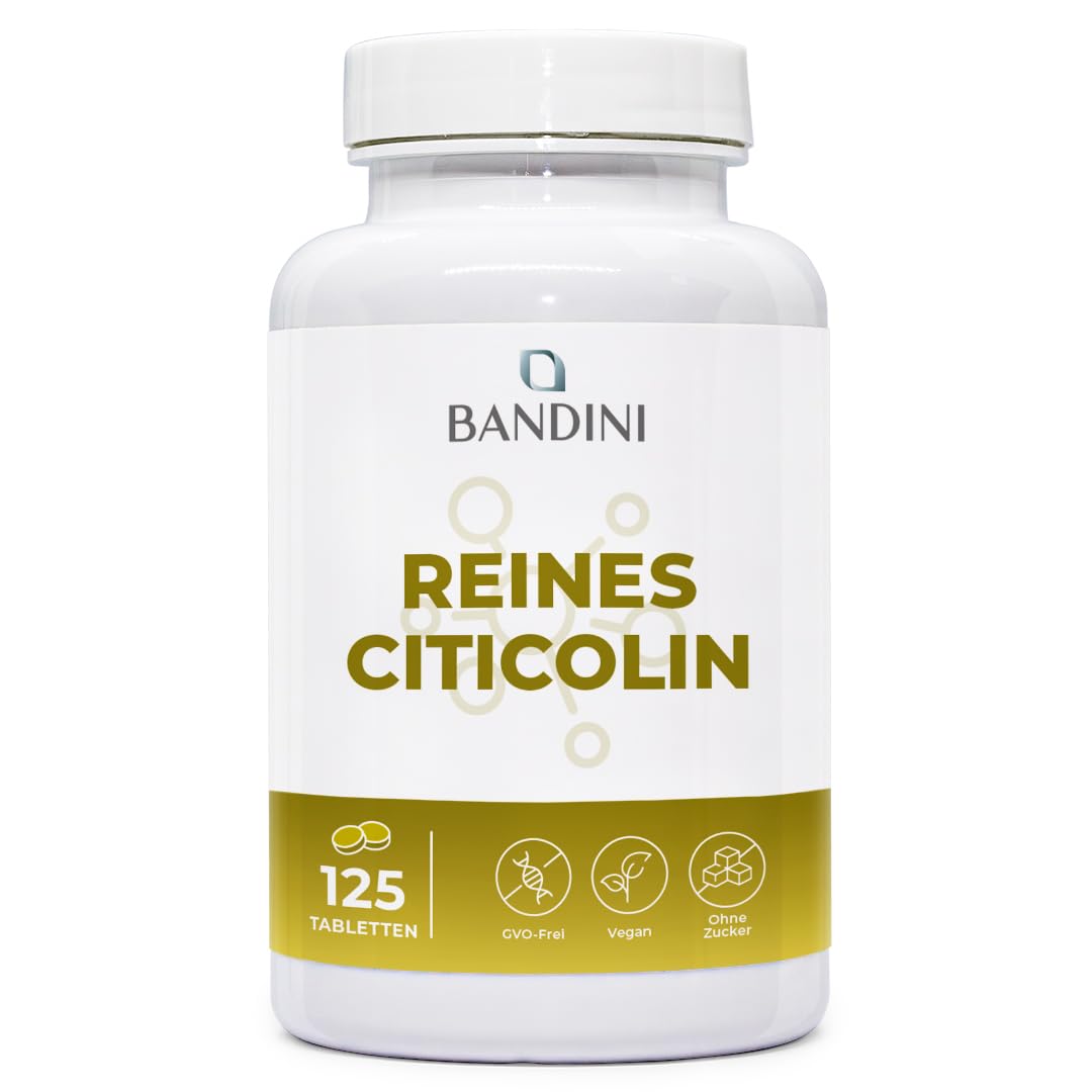 Bandini® Citicolin CDP Cholin 500mg - 125 Tabletten – Hochdosiert | Für normale Zellfunktionen & aktiven Lebensstil - volle 500mg Citicoline/CDP-Cholin je Tagesdosis - Ohne Zusatzstoffe - Vegan