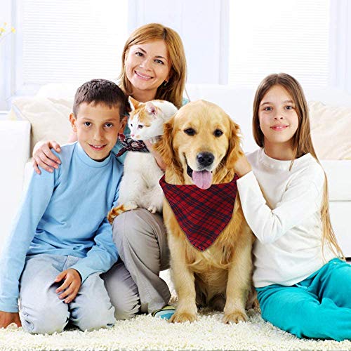Dadabig 4 Stück Bandana für Hund, Haustier Bandanas Hundehalstuch Kragen Stilvolle Kariertes Hunde-Halstuch Reversibel Dreieck Lätzchen Welpen Halstuch für Niedlichen Hunde und Katze (Baumwolle)