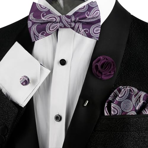 Image of Alizeal Mens 4pcs Vintage Paisley Bow Tie Set