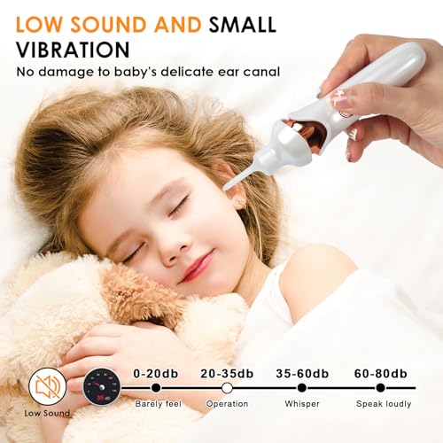Ohrenschmalz Entferner Sauger mit Led-Licht, Elektrisch Ohrenreiniger Sauger Schmerzlos und Sicher, mit Usb-Datenkabel, ErsatzlöFfeln und ReinigungsbüRste, für Erwachsene und Kleinkinder