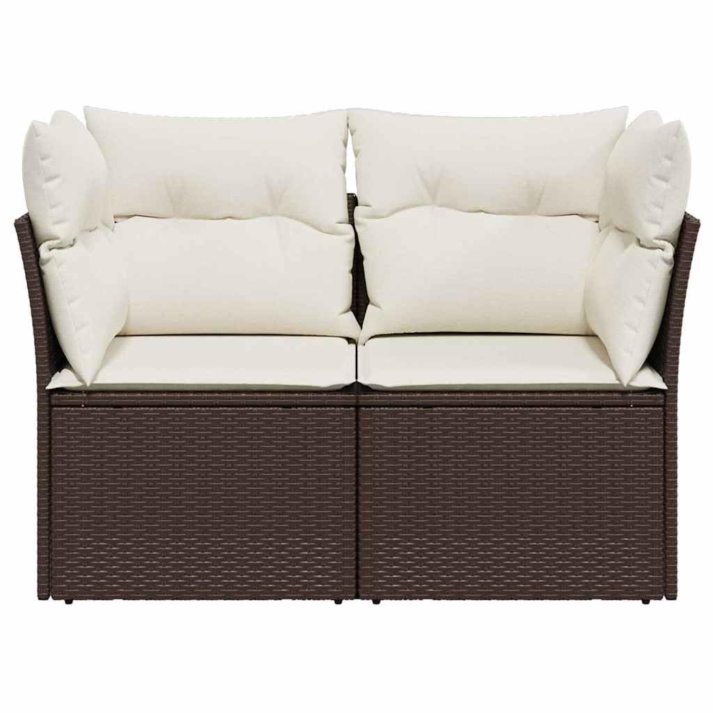 vidaXL Divano da Giardino a 2 Posti con Cuscini in Polyrattan Marrone