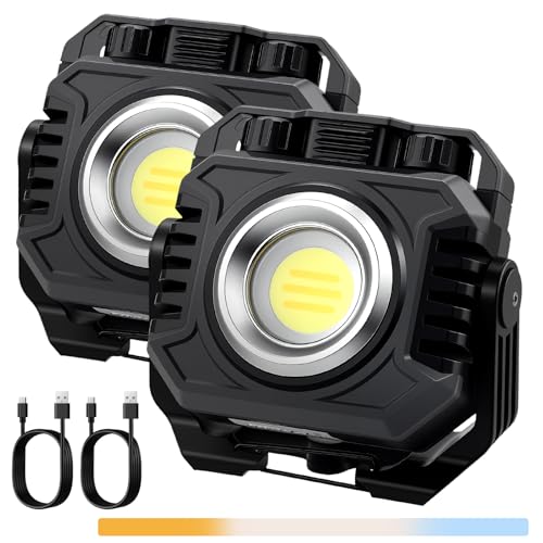 AUTOUTLET LED Arbeitsleuchte, 1500LM Campinglampe Powerbank Akku Lampe 5000mAh, 3 Lichtmodi - Flutlicht/Scheinwerfer/Rotlicht, IP65 Wasserdicht, Magnet & 360° Drehbar, für Werkstatt Camping(2 Stück)