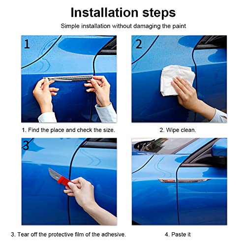 Greceyou 1Pair Car Side Fender Sticker Chrome + Carbon Fiber 3D Stickers Car Front Side Fender Vent Decal Stickers Bumper Trim Molding Car Decoration Exterior Accessories (Silver) #TOP5