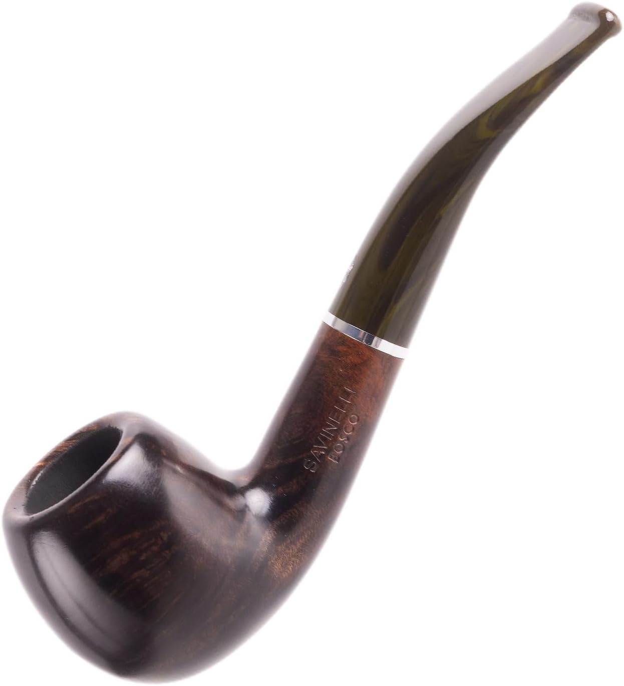 Savinelli Pipes Bosco Collection - Forest Green & Dark Wood Italian Hand Crafted Briar Pipe, 6mm (Polished 626)