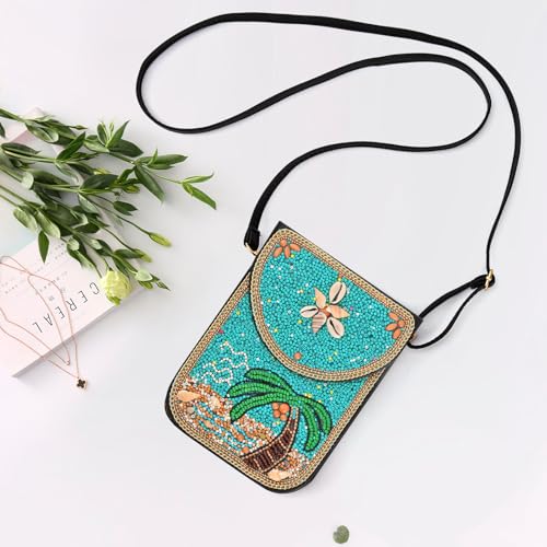 Image of Small Beaded Crossbody Bag for Women, Boho Cell Phone Shoulder Purse Wallet with Handcrafted Colorful Beads