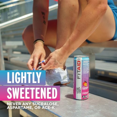 Image of FITAID ENERGY, 200mg Natural Caffeine, Keto, Raspberry Hibiscus, Optimum Performance Formula: BCAAs, Quercetin, Electrolytes, Omega-3s, 15 calories, Paleo, Vegan & GlutenFree, 12 Fl Oz (Pack of 12)