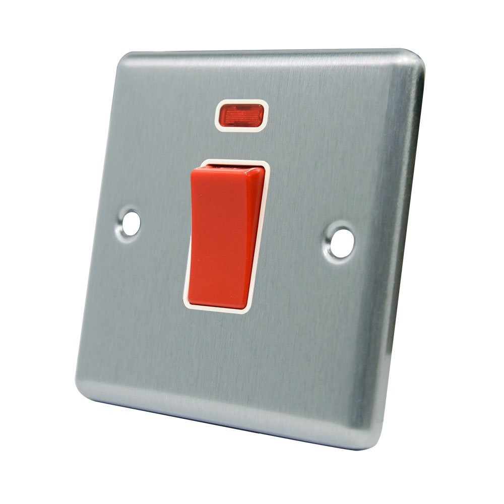 Alliance Electrical White Aet Csccswwh 45 A 1-Gang Satin Finish Chrome Classical Dp Insert Cooker Switch With Neon Indicator