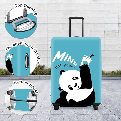 Image of Panda Luggage Protector, Washable Suitcase Case with inchMin inch Text & Beer Mug Cute Anti-scratch for 24 inch,26 inch Bag