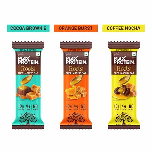 Image of RiteBite Max Protein Roots Assorted 10g Protein Bars (Pack of 6) | Made with Ghee & Jaggery | 4g Fiber | No Palm Oil | (270g)