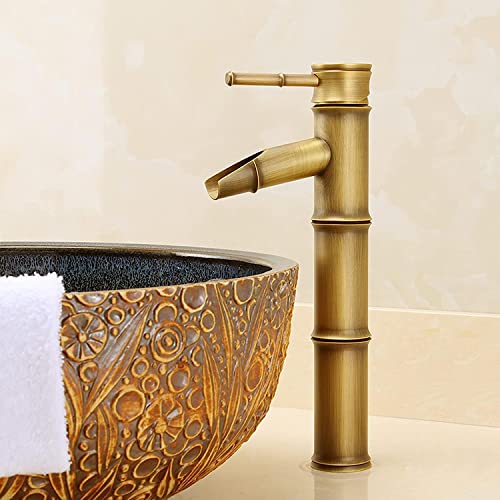 Grifo de lavabo antiguo contra salpicaduras con salida cascada de latón retro monomando 4