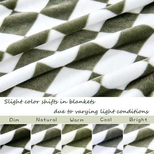 Image of Yurhap Checkered Baby Blanket Fleece Baby Blankets for Boys, Ultra Soft Cozy Fluffy Infant Toddler Newborn Receiving Blankets for Crib Stroller, 30''x40'', Dark Olive