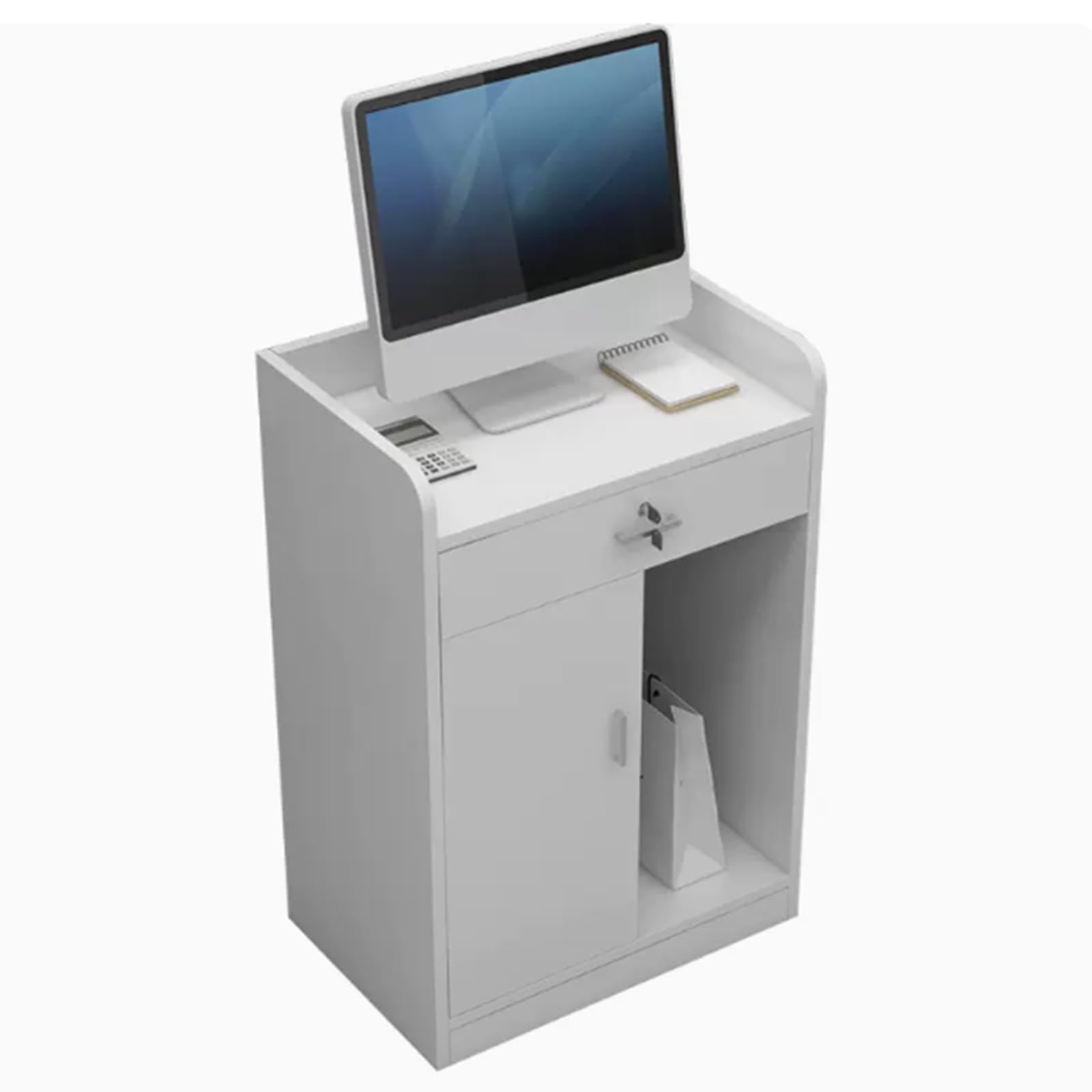 Cajas Registradoras, Mostrador De Escritorio En La Tienda O Recepción, Muebles De Madera Blanca, Ideal para Supermercados, Tiendas De Conveniencia, Hoteles
