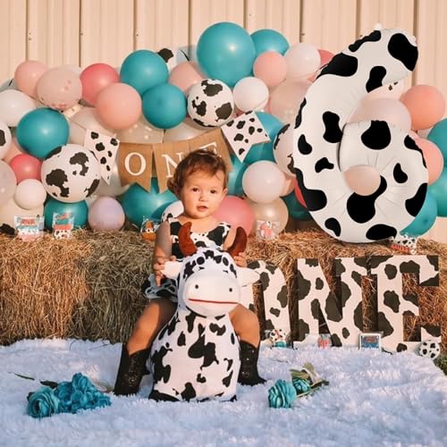 Image of SINBEE Cow Print 40 inch Balloon, Number 6, for Birthday Decorations, Reusable, Unisex, Children's Party Decor