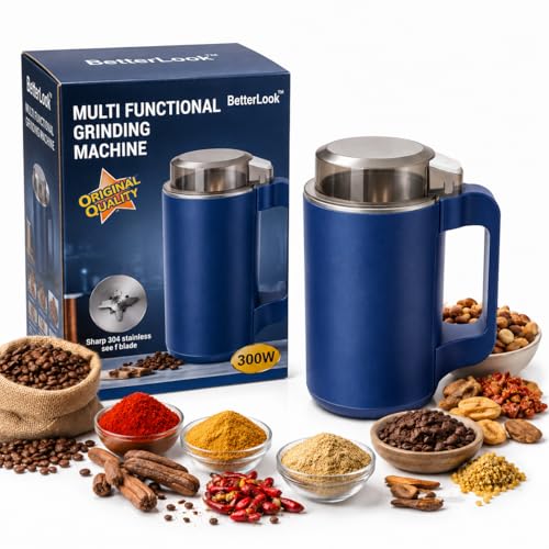 Image of Electric Coffee Grinder with Stainless Steel Blade, Transparent Lid, Handle Design, Dry Grinding for Coffee Beans, Sugar and Spices