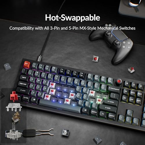 Image of Keychron V6 8K Full Size Wired Mechanical Keyboard with Programmable Knob, 8000 Hz Polling Rate, OSA PBT Keycaps, Hot-swappable Super Red Switchs, RGB Backlit for Mac Windows Linux