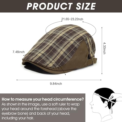 Image of 3Pcs Men's Newsboy Caps Cotton Cooling Hat Adjustable Flat Cap for Men