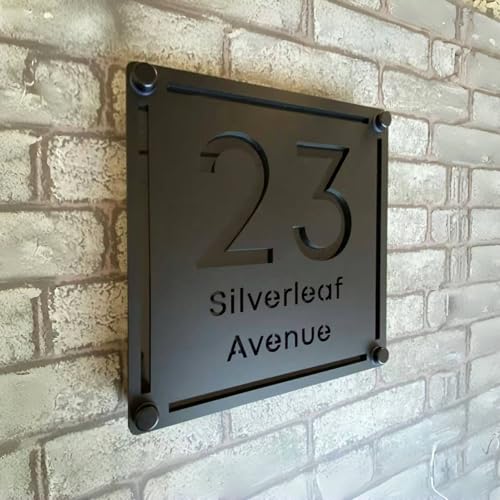 Plaque de Porte Numéro 3D Suspendue en Acrylique Bicolore - Panneau de Signalisation Intérieur/Extérieur - Idéal pour Maison, Hôtel, Appartement, École, Hôpital et Magasin (noir noir)