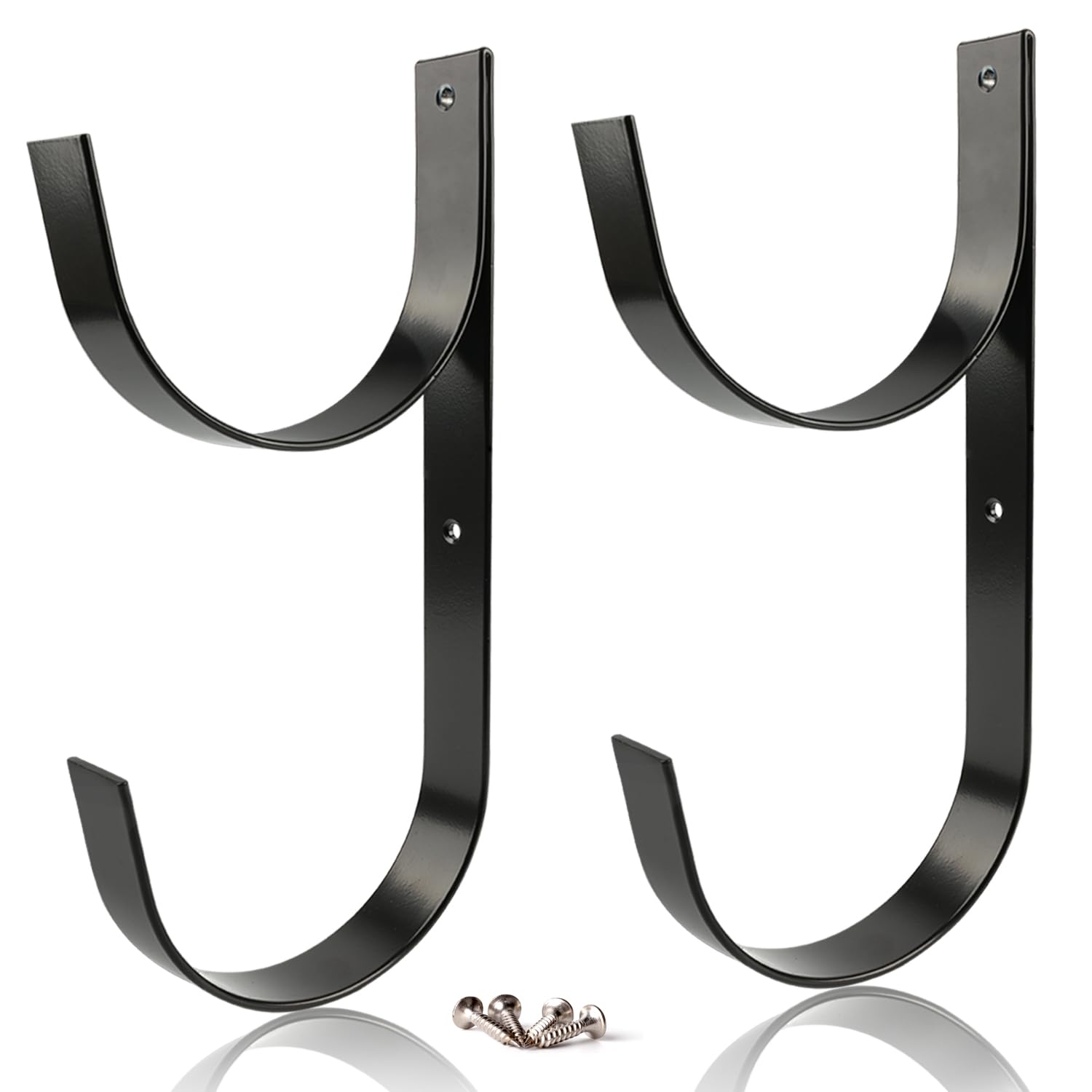 2 Stück Set breite Pool Stange Kleiderbügel Heavy Duty Black Aluminium Holder with Screws Pool Hose Hangers Perfect Hooks for Swimming Pool Telescopic Poles Vacuum Hose Skimmer Nets Brushes Garden