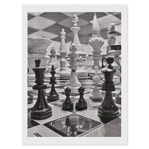 Kit de peinture diamant noir et blanc 30x40 cm avec strass carrés complets pour adultes