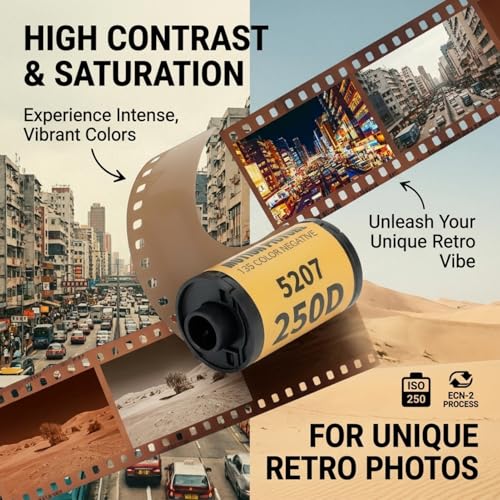Película impresa a color de 35 mm, rollo para cámaras 135 con rango amplio de exposición ECN-2 (8 hojas) miniatura 3