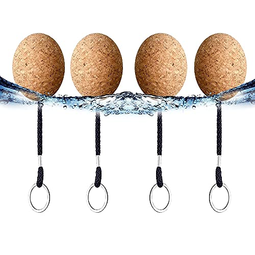 BDDE 4 Stück Float Keychain,Kork Schlüsselanhänger,Schwimmender Schlüsselanhänger,Kork Schlüsselanhänger mit Schlüsselring,Float Wassersportzubehör für Schwimmen, Kanufahren(35MM) Cover