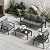 4-Piece Aluminum Patio Conversation Sets All-Weather Sectional Outdoor Furniture Set with Coffee Table & Cushions with Removable Covers for for Backyard, Garden and Poolside Easy Assembly(Gray)