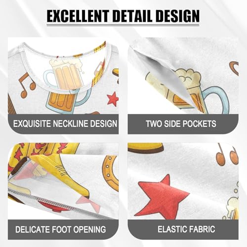 Pajama Short Sets Country Music Themed Prints Soft Cotton Summer Sleepwear 2 Piece PJS Size 5-14T3