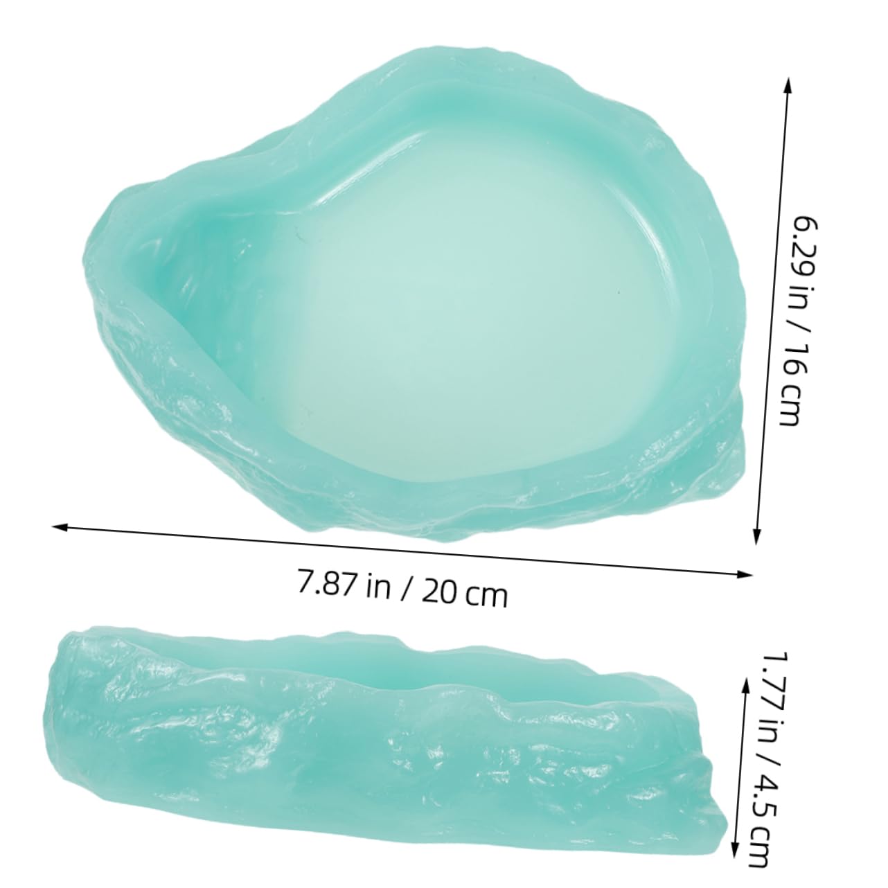 Ciotola Acqua Rettili Luminosa 2 Pezzi in Resina Verde Chiaro | Antiscivolo, per Cibo o Liquidi, Uso Terrario, Finitura Glow in The Dark